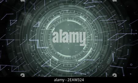 Lebendige digitale abstrakte Hintergrund von bewegten hud oder ui-Kreisen, IT-Konzept - abstrakte 3D Rendering Stockfoto