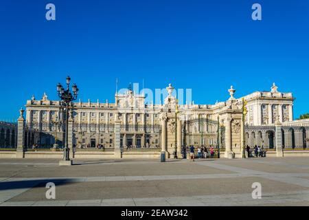 Königspalast namens Palazio Real in Madrid, Spanien. Stockfoto