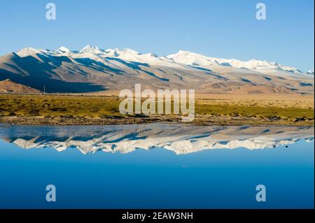 Ein See im Himalaya. Tibet, großer See im Hochland. Stockfoto