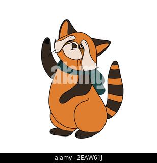 Roter Panda, Katzenbär. Charakter niedlichen Tier. Lustige Tiere. Herbstschmuck. Illustration isoliert auf weißem Hintergrund Stockfoto