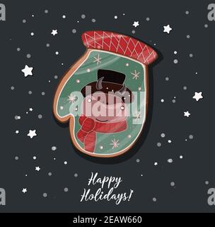 WEIHNACHTSEINBAND. Lebkuchen Weihnachten. Poster zum neuen Jahr. Stockfoto