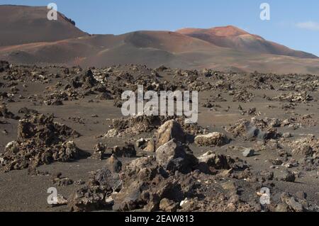 Vulkanische Landschaft im Timanfaya Nationalpark. Stockfoto