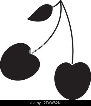 Kirschen Symbol Symbol auf weißem Hintergrund, Silhouette Stil, Vektor-Illustration Stock Vektor