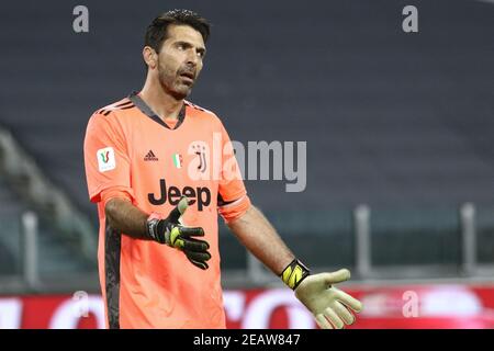 Gianluigi Buffon (Juventus FC) beim Juventus FC gegen FC Internazionale, Italienisches Fußballspiel Coppa Italia in Turin, Italien. , . Februar 09 2021 (Foto: IPA/Sipa USA) Quelle: SIPA USA/Alamy Live News Stockfoto