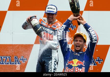 Michael Doohan (AUST), Honda 500, Simon Crafar, (AUST) Dutch GP 500, Assen 1998, Stockfoto