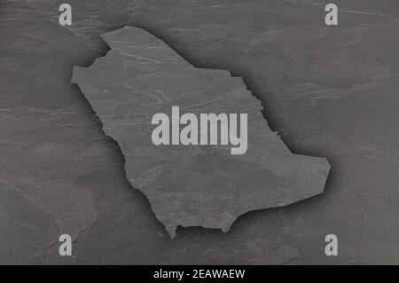 Karte von Saudi-Arabien auf dunklem Schiefer Stockfoto