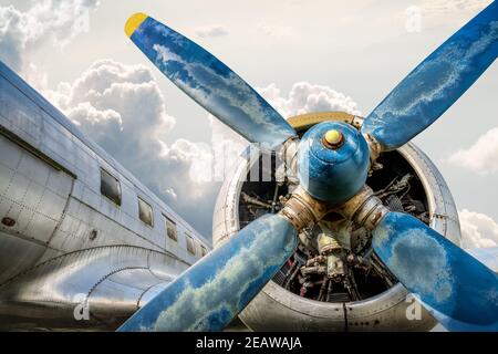 Radialmotor eines historischen Flugzeugs Stockfoto