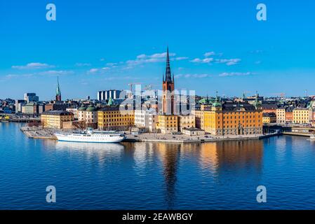 Gamla Stan in Stockholm von der Insel Sodermalm aus gesehen Stockfoto