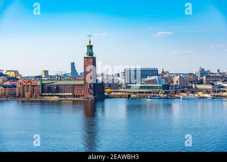 Ansicht des Rathauses in Stockholm, Schweden Stockfoto