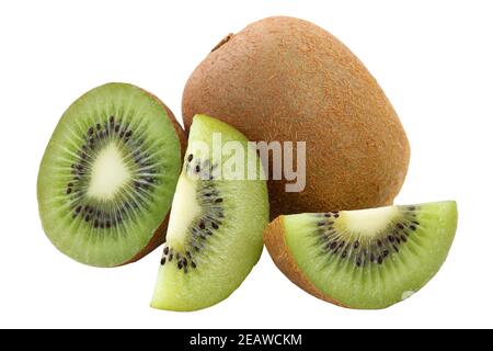 Kiwi Obst Bio-Früchte vegan isoliert auf weiß Stockfoto
