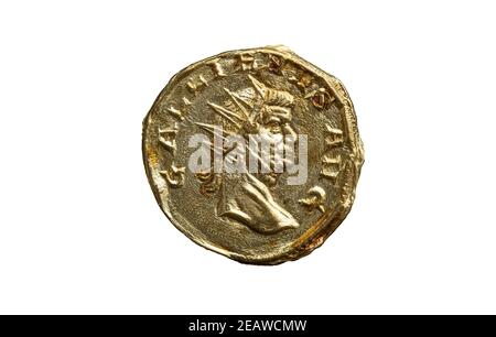 Römische Gold-Aureus-Münze des römischen Kaisers Gallienus Stockfoto
