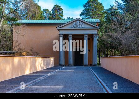 Auferstehungskapelle auf dem Skogskyrkogarden, UNESCO-Weltkulturerbe, in Stockholm, Schweden Stockfoto