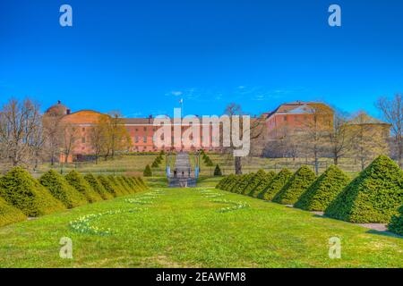 Schloss in Uppsala vom botanischen Garten aus gesehen, Schweden Stockfoto