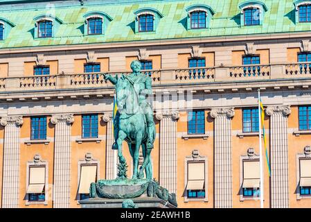 Statue des schwedischen Königs Gustav II Adolf in Stockholm, Schweden Stockfoto