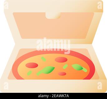 Pizza in Box Vektor flache Farbe Symbol Stock Vektor