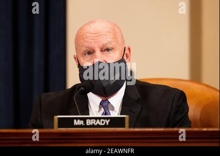 Washington, USA, 10th. Februar 2021. 10. Februar 2021 - Washington, DC, Vereinigte Staaten: US-Repräsentant Kevin Brady (R-TX) spricht auf einer Sitzung des House Ways and means Committee. (Foto: Michael Brochstein/Sipa USA) Quelle: SIPA USA/Alamy Live News Stockfoto