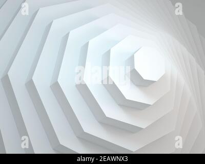 Abstrakter geometrischer Hintergrund mit Achtecken Installation. 3D Rendering-Illustration