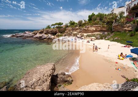 Strand La Caletta, Portoscuso, Sulcis Iglesiente, Carbonia Iglesias, Sardinien, Italien, Europa Stockfoto