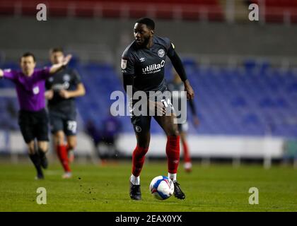 Madejski Stadium, Reading, Berkshire, Großbritannien. Februar 2021, 10th. English Football League Championship Football, Reading versus Brentford; Josh Dasilva of Brentford Credit: Action Plus Sports/Alamy Live News Stockfoto