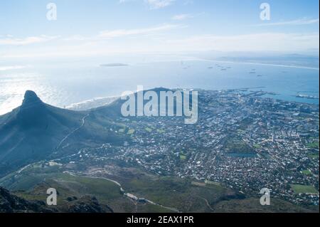 Blick auf Kapstadt vom Table Moutain Stockfoto