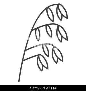 Haferflocken-Stachelett, Korn-Symbol-Vektor. Roggen, Weizen, Haferpflanze im Umrissstil. Stock Vektor
