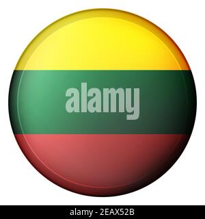 Glaskugel mit Flagge Litauens. Runde Kugel, Vorlagensymbol. Litauisches nationales Symbol. Glänzende realistische Kugel, 3D abstrakter Vektor Stock Vektor