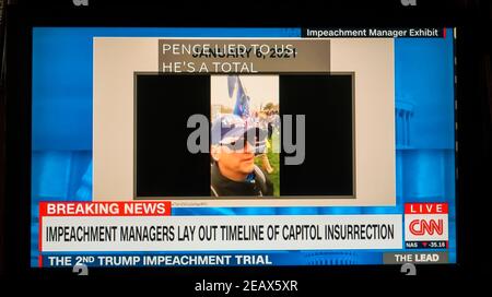 CNN Live-Berichterstattung über Trump 2nd Amtsenthebungsverfahren Stockfoto