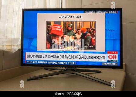 CNN Live-Berichterstattung über Trump 2nd Amtsenthebungsverfahren Stockfoto