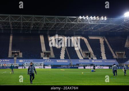 Bergamo, Italien. Februar 2021, 10th. Gewiss Stadium während Atalanta BC vs SSC Napoli, Italienischer Fußball Coppa Italia Spiel in Bergamo, Italien, Februar 10 2021 Kredit: Unabhängige Fotoagentur/Alamy Live Nachrichten Stockfoto