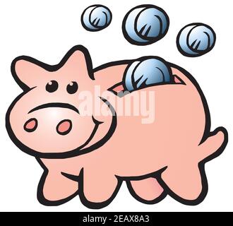 Vektor-Cartoon-Illustration von einem glücklichen Geld Piggy Bank Stock Vektor
