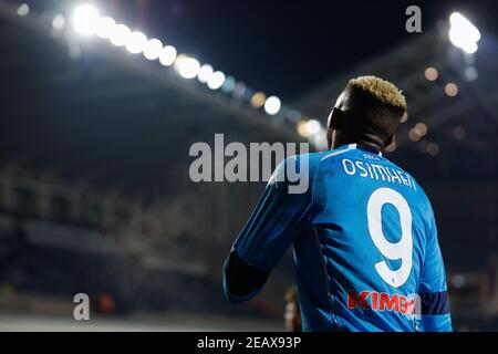 Bergamo, Italien. Februar 2021, 10th. Bergamo, Italien, Gewiss Stadium, 10. Februar 2021, Victor Osimhen (SSC Napoli) während Atalanta BC gegen SSC Napoli - Italienischer Fußball Coppa Italia Spiel Credit: Francesco Scaccianoce/LPS/ZUMA Wire/Alamy Live News Stockfoto