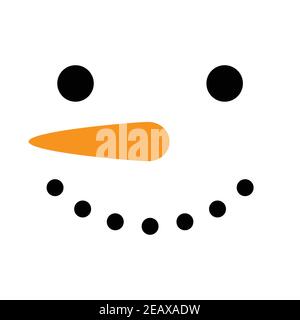 Cute einfache Schneemann Vektor-Illustration. Schneemann Gesicht, Kopf, quadratisches Symbol, isoliert auf weißem Hintergrund. Stock Vektor