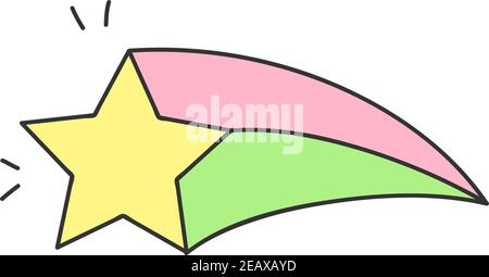 Komet-Stern, niedlich magische Komet Doodle Vektor-Illustration. Isoliertes handgezeichnetes umrissene Symbol, Aufkleber. Stock Vektor
