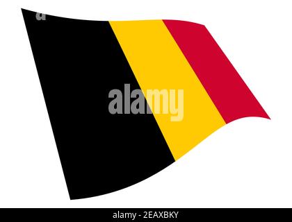 Belgien winkende Flagge 3D Abbildung isoliert auf weiß mit Ausschnitt Pfad Stockfoto