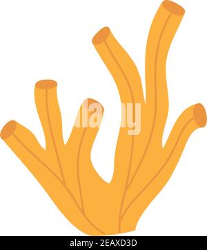 Coral niedlichen Vektor-Illustration. Handgezogenes Meer, marine, Meer orange Korallen Tier. Isoliert. Stock Vektor