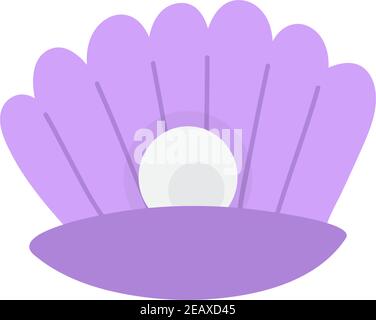 Perle Muschel niedlich Vektor Illustration. Handgezogenes Meer, marine, purpurne Muschel, Muschel mit Perlentier. Isoliert. Stock Vektor