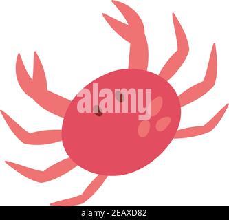 Crab niedlichen Vektor-Illustration. Handgezeichnetes Meer, marine, meerrot, rosa Krabbentier. Isoliert. Stock Vektor
