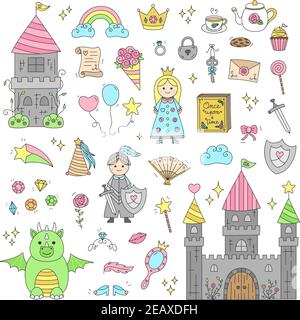 Prinzessin niedlichen Vektor Illustration Set Stock Vektor