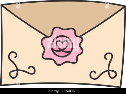 Umschlag Liebe Brief Vintage Vektor Illustration Stock Vektor