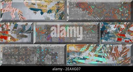 3D Digitale Wandfliesen für Bad, Tapete, Hintergrund und Textur Stockfoto