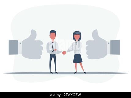 Handshake Männer und Frauen. Handschlag von Geschäftsleuten Partner Geschäftsleute und Geschäftsfrauen. Hand schüttelnd, Vereinbarung zur Besprechung. Symbol für erfolgreich Stock Vektor