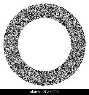 Schwarz-weißer Rahmen. Rundes Muster in Form von Mandala. Dekorative Bordüre mit Tierornament. Zebrafell. Speicherplatz kopieren. Modisches Brett. Vorlage Stock Vektor