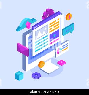 Isometrische cms-Illustration Vektordarstellung. Stock Vektor