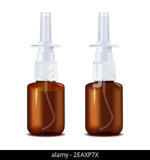 Nasensprayflasche Aus Braunem Glas. Vektorgrafik Stock Vektor