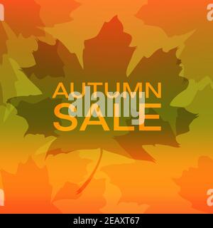 Herbst Sale Banner mit Ahornblättern. Quadratischer Vorlagenhintergrund. Vektorgrafik Stock Vektor