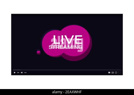Vorlage Video-Player-Frame mit Live-Stream-Symbol. Vektorgrafik Stock Vektor