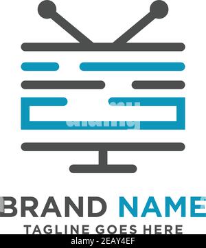 tv Umriss Logo Ihr Unternehmen Stock Vektor