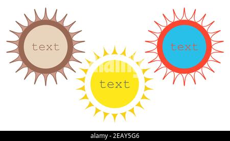 Set Mit Dekorativen Rahmen. Sun Circle Border Kollektion, anderes Design, farbliche Lösung Stock Vektor