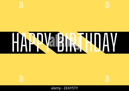 Alles Gute zum Geburtstag. Schöne Grußkarte Text mit gelbem Hintergrund. Handgezeichnete Einladung Stockfoto