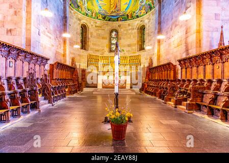 LUND, SCHWEDEN, 24. APRIL 2019: Innenraum der Kathedrale von Lund, Schweden Stockfoto